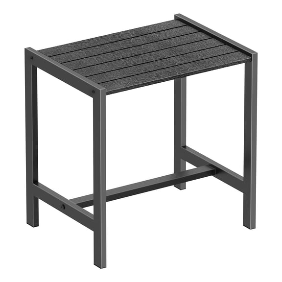 Weather Resistant Outdoor Patio Side Table, Small Adirondack End Table with Sturdy Metal Frame, Easy to Assemble Side Table for Garden, Pool, Deck, Balcony, Black