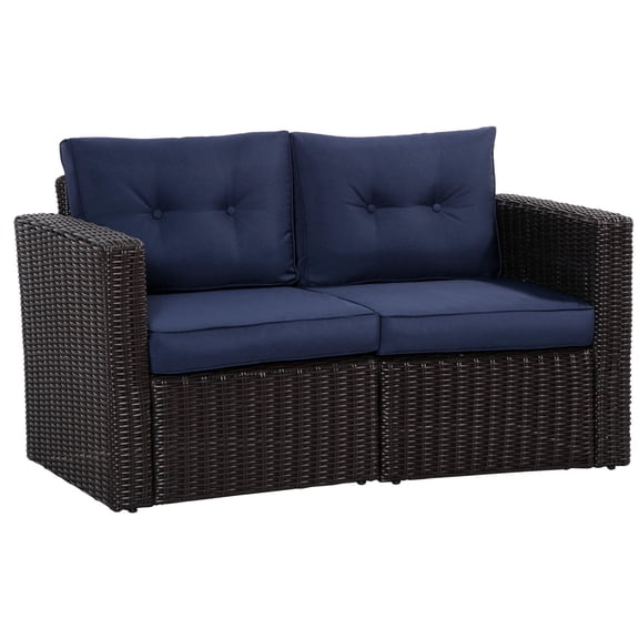 Weather-Resistant Outdoor Sofa with Plastic Clips / Flexible Use as Loveseat or Chairs