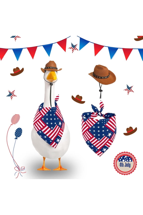 Weather Resistant Porch Goose Suit for Yard, Featuring 23 Inch & Durable Cloth, 23 inch white goose suit, red white blue flag decor