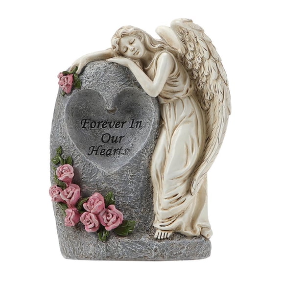 Weather Resistant Resins Solar Grave Vase Angel Statue Decoration Outdoor Garden