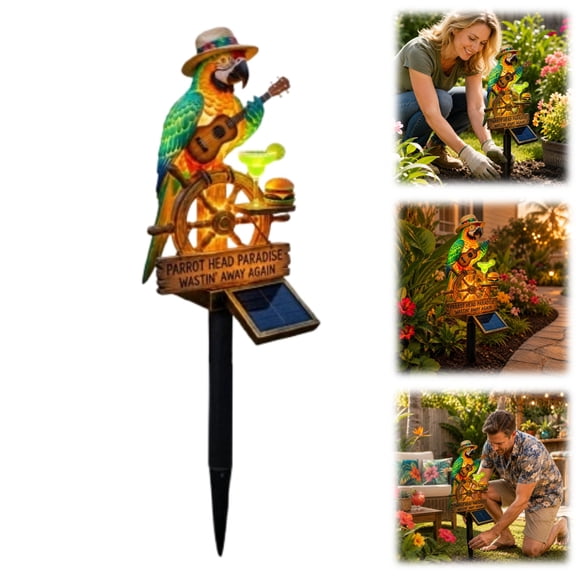 Weather-Resistant Solar Parrot Garden Light, Parrothead Themed Tiki Outdoor Stake Light, Long-Lasting Patio Poolside Lawn Decor for Year-Round Use