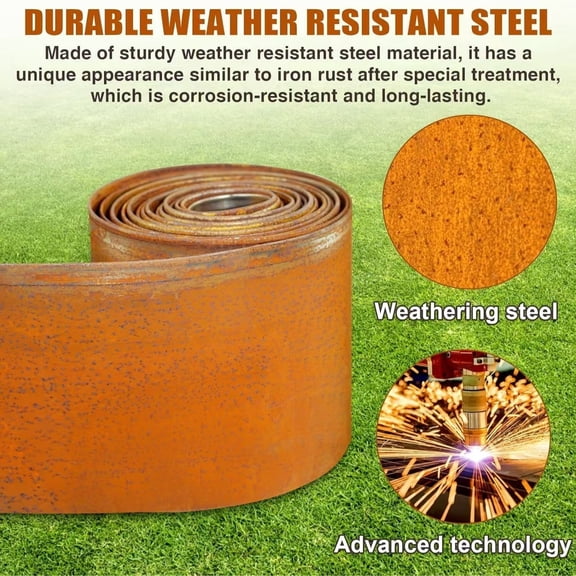 Weather Resistant Steel Curved Flower Pond Edging, 0.3Mm Thickness 6 Inch Height 33 Foot Length, Outdoor Garden Landscape Border For Flower Beds, Pathways, Landscaping Decoration