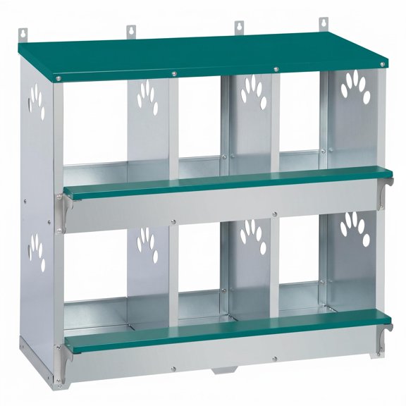 Weather Resistant Wall Mounted Chicken Nesting Box, Galvanized Steel Poultry Laying Box with Roll Away Egg Collection, Removable Dividers, 10 Dampness Pads & 4 Fake Eggs, Easy Clean Ventilated Nest B