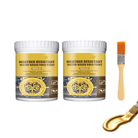 Weather Resistant Water-Based Gold Paint, High Gloss Gold Leaf Paint for Furniture and Home Decor, Quick Drying Gold Spray Paint for All Surfaces