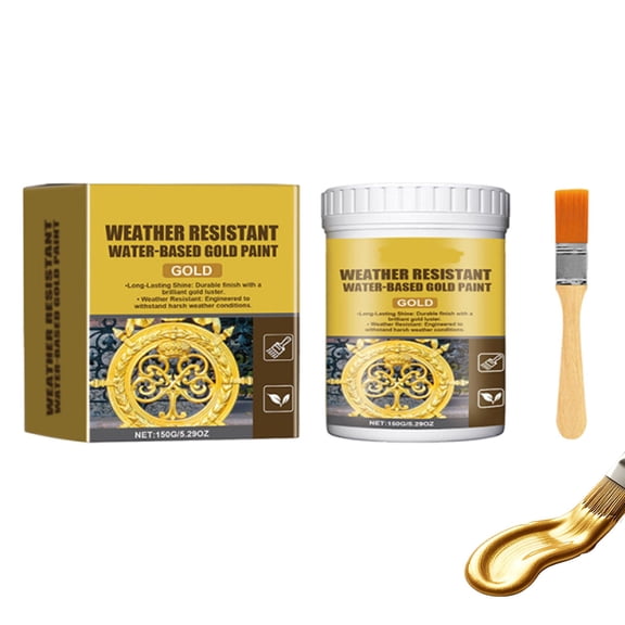 Weather Resistant Water-Based Gold Paint, High Gloss Gold Leaf Paint for Furniture and Home Decor, Quick Drying Gold Spray Paint for All Surfaces