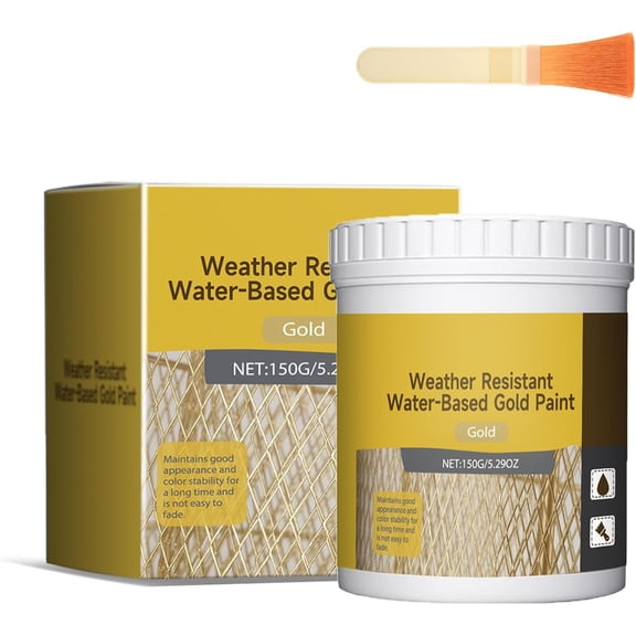 Weather Resistant Water-Based Gold Paint, Water Based Gold Leaf Paint,Waterproof Antique Acrylic Metallic Paints,For Home Decoration, Painting, Plaster, And Handicrafts (1PC)
