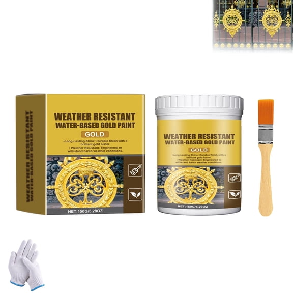 Weather Resistant Water-Based Gold Paint, Waterproof Gold Spray Paint for Metal, Acrylic Paint Metallic Gold, Antique Gold Liquid Paint for Arts, Paintings and Crafts