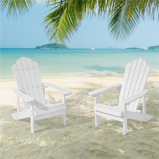 Set White Plastic Adirondack Chairs Weather Resistant White