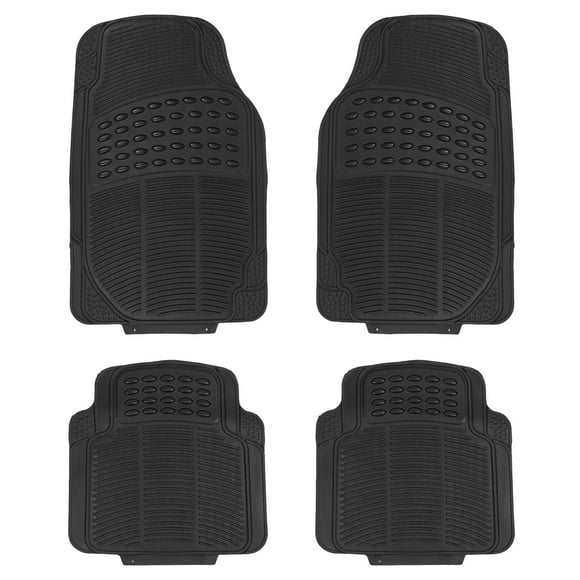 All Weather Rubber Car Floor Mats 4Pcs Automotive Floor Mats Trimmable Waterproof Anti Slip Front and Rear PVC Floor Mats Fit for Most Cars SUVs Trucks