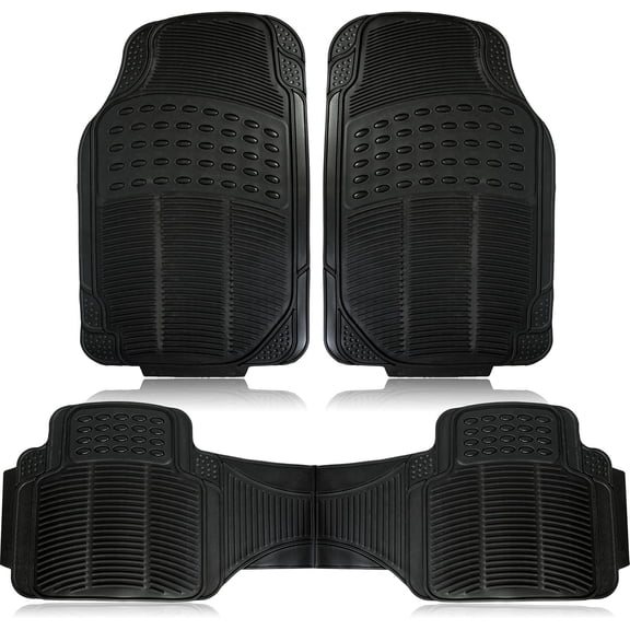 Weather Rubber  Interior Floor Mats 3- Trimmable  Odorless Black Heavy Duty Universal Fit