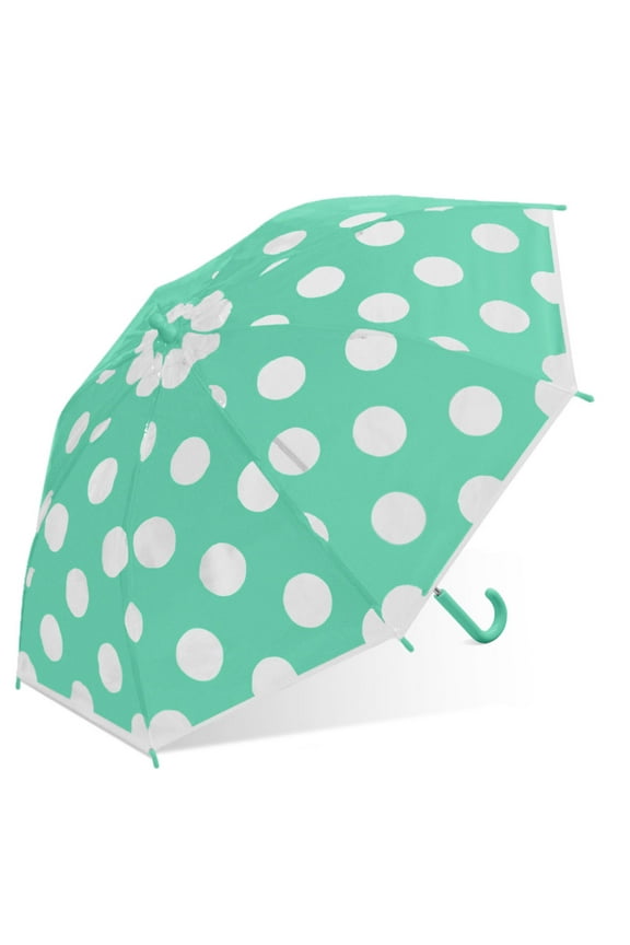36in Children's J-Handle Stick Umbrella, Teal Dots
