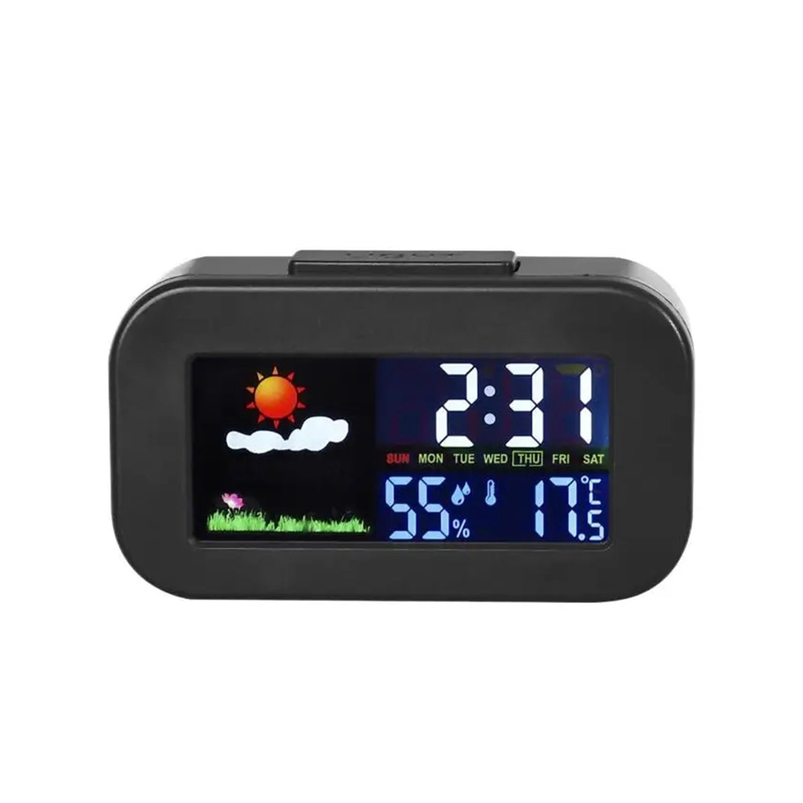 Weather Station Clock with Color Display - Temp & Humidity Monitor Backlit for Kids & Teens ,Weather Forecast
