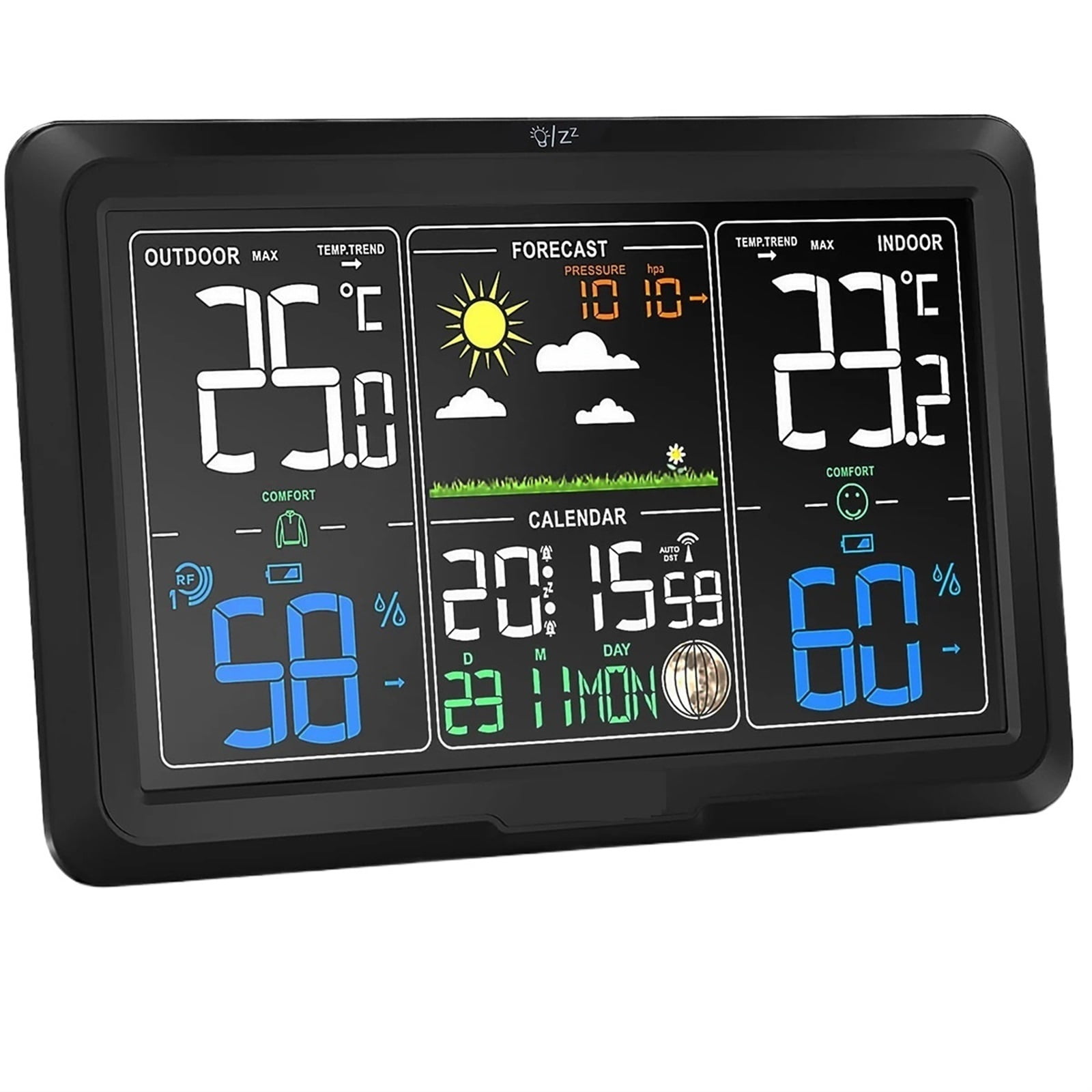 Weather Station Clocks Wireless Digital LED Calendars Table Clock With Temperature And Humidity Monitor Forecast ,Excellent Visual Experience
