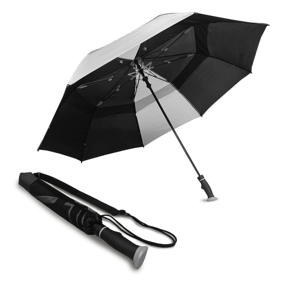 Weather Station Deluxe Two-Person Rain Umbrella Black Gray
