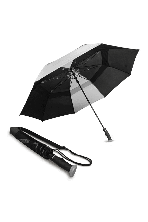 Deluxe Two-Person Rain Umbrella Black Gray