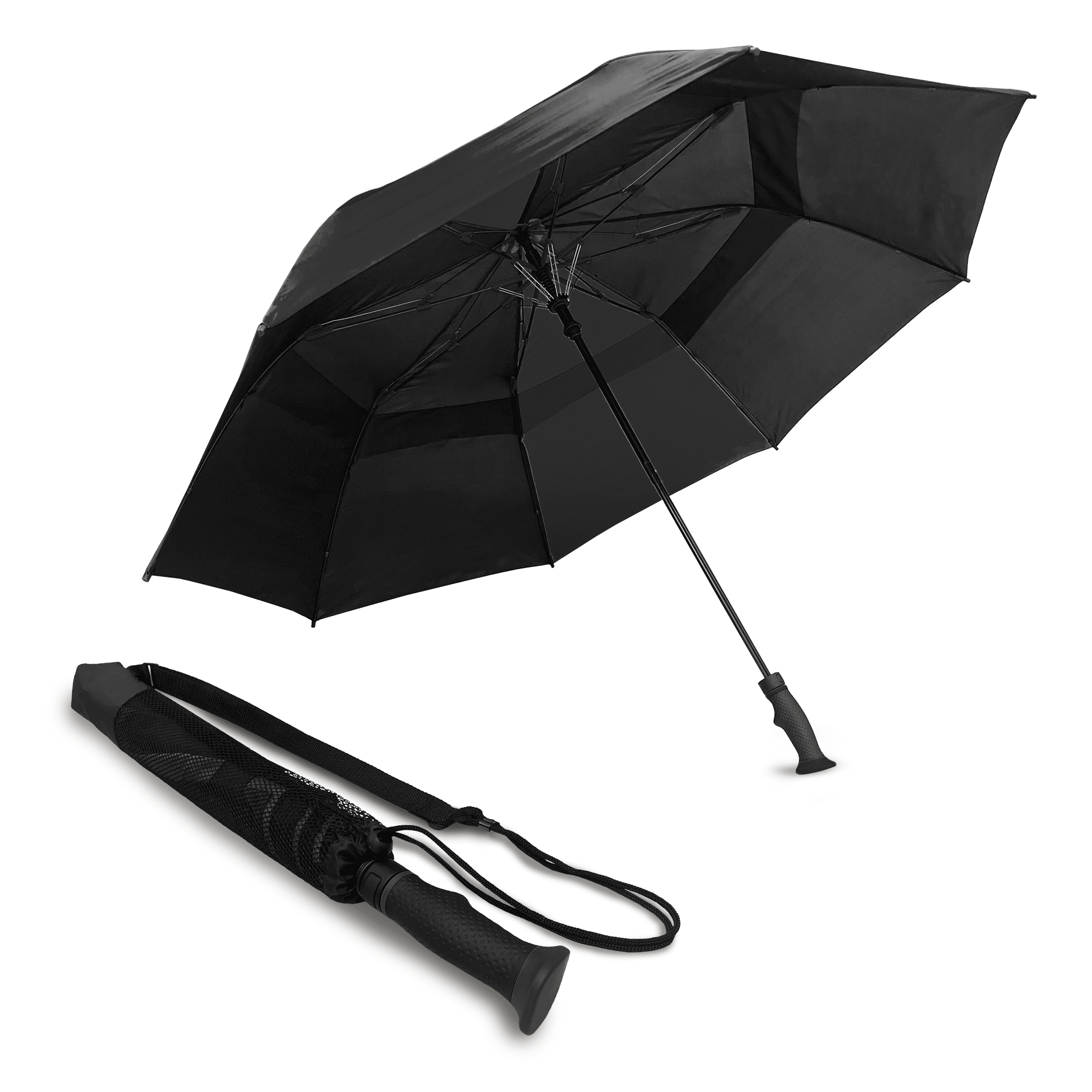 Weather Station Deluxe Two-Person Rain Umbrella Black