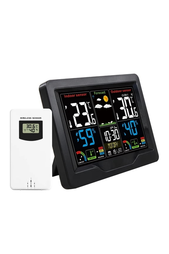 Weather Station Digital Alarm Clock Barometer Outdoor Sensor Temperature Humidity Measurance Weather Forcast Snooze Function