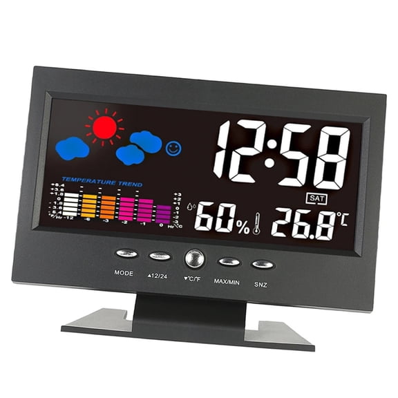 Weather Station Digital Temperature Humidity Meter Clock Thermometer Hygrometer Calendar Temperature Trend Alarm Comfort Level ,High Precision