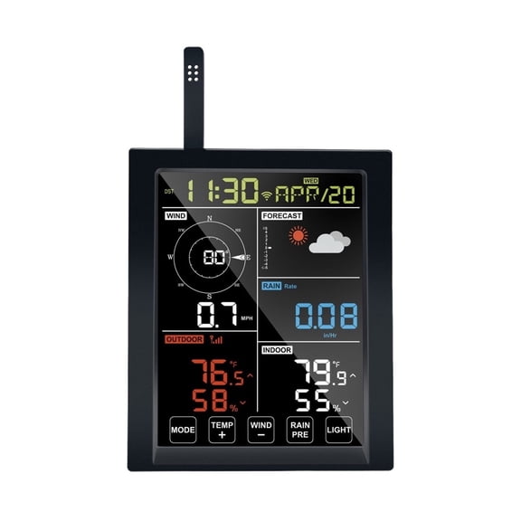 Weather Station Display Console Receiver WLAN Self-contained Barometric Temperature Humidity ,Excellent Visual Experience