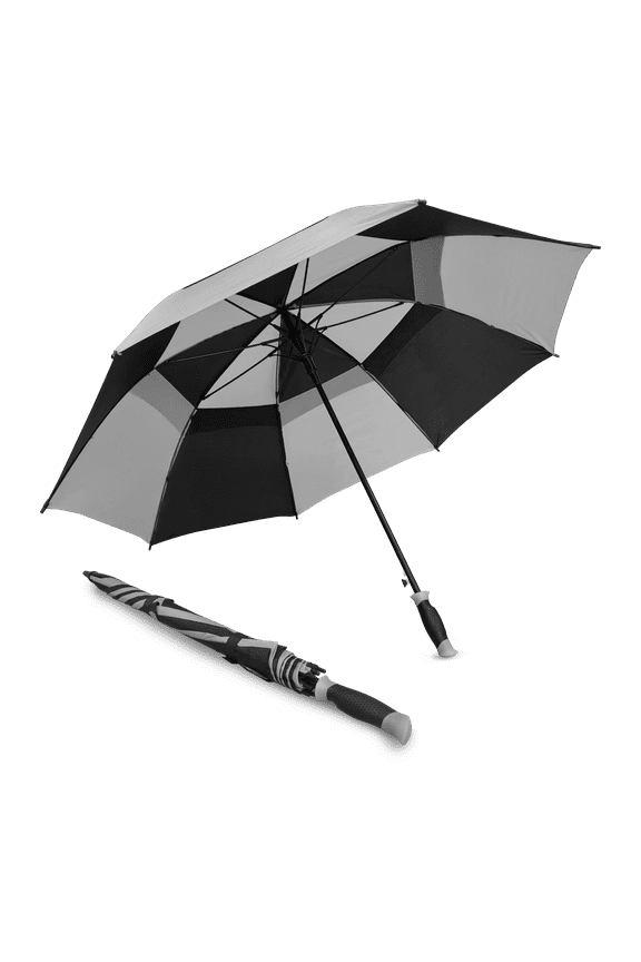 Double Canopy Golf Rain Umbrella Gray Black