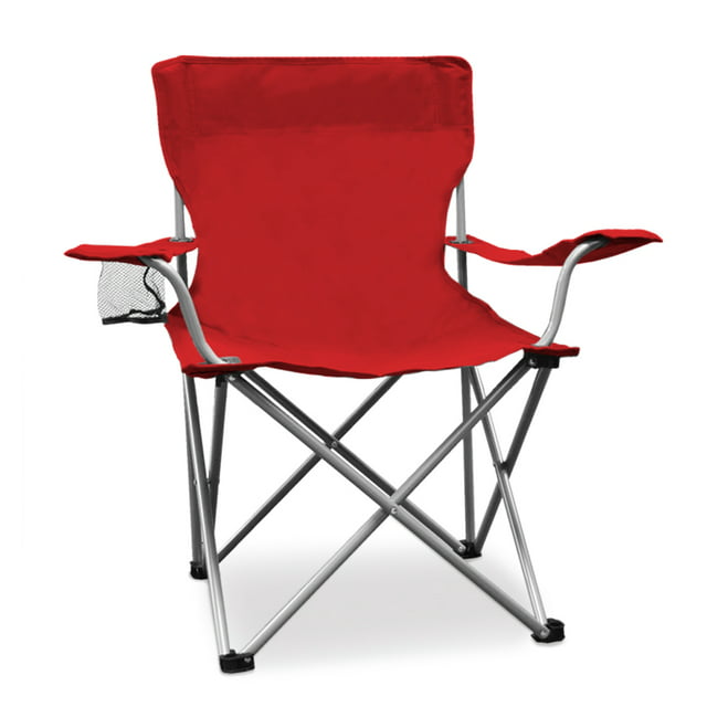 Weather Station Folding Steel Beach Chair - Red/Gray