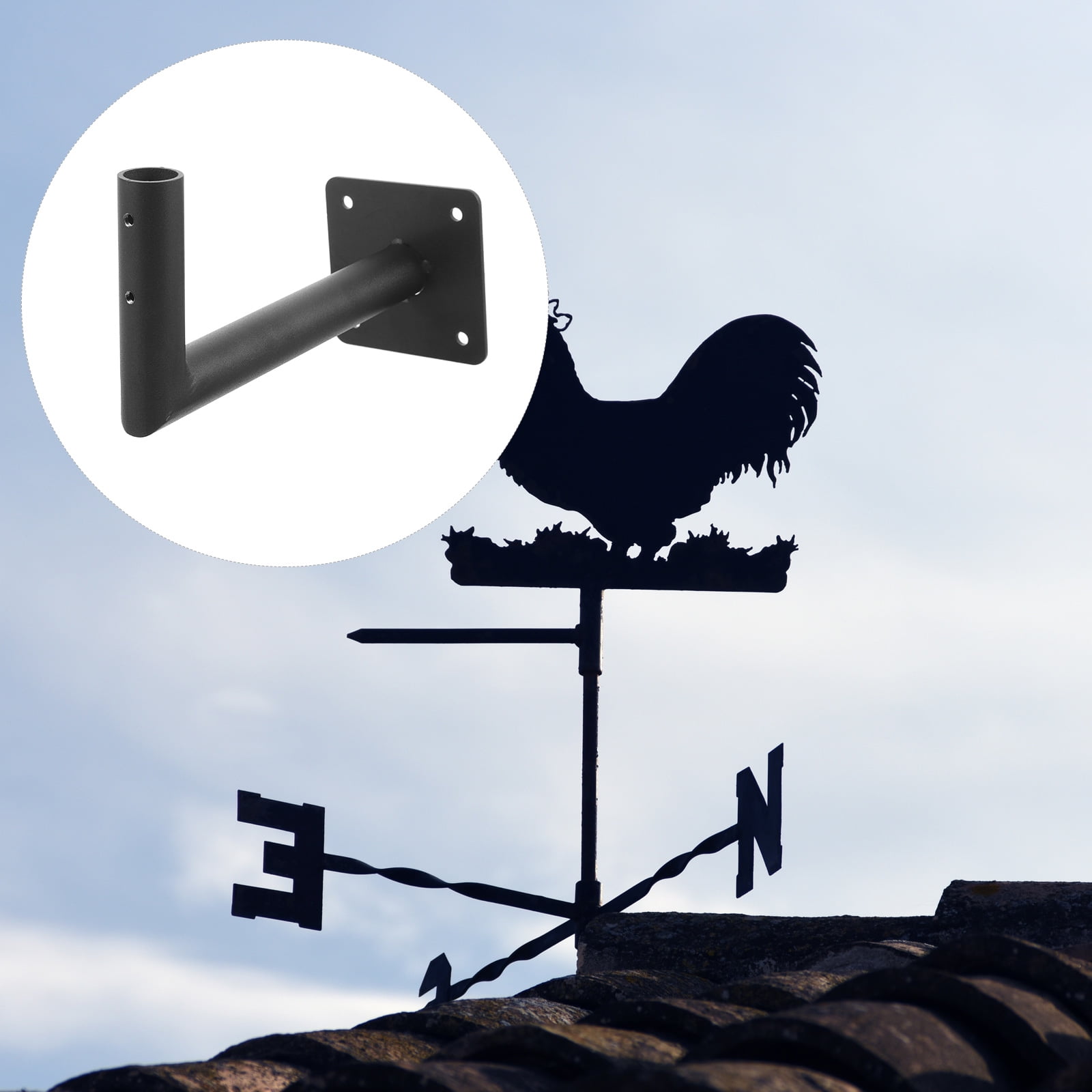 -Resistant Weather Station Mounting Pole with Roof and Wall Bracket for Anemometer and Rain Gauge Installation