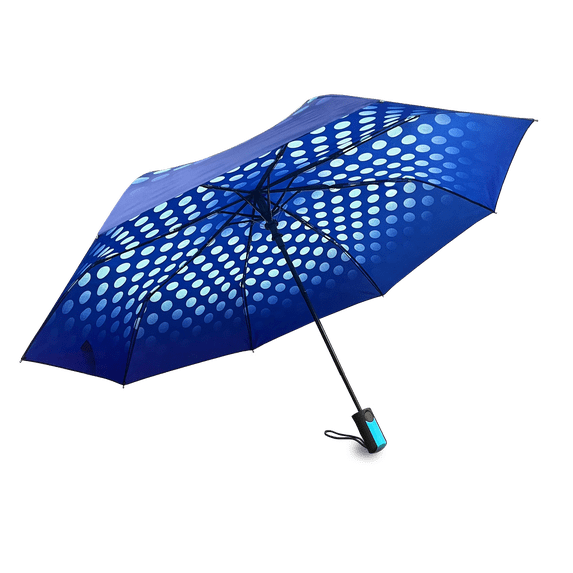 Weather Station Oversize Deluxe Automatic Rain Umbrella Blue Dots