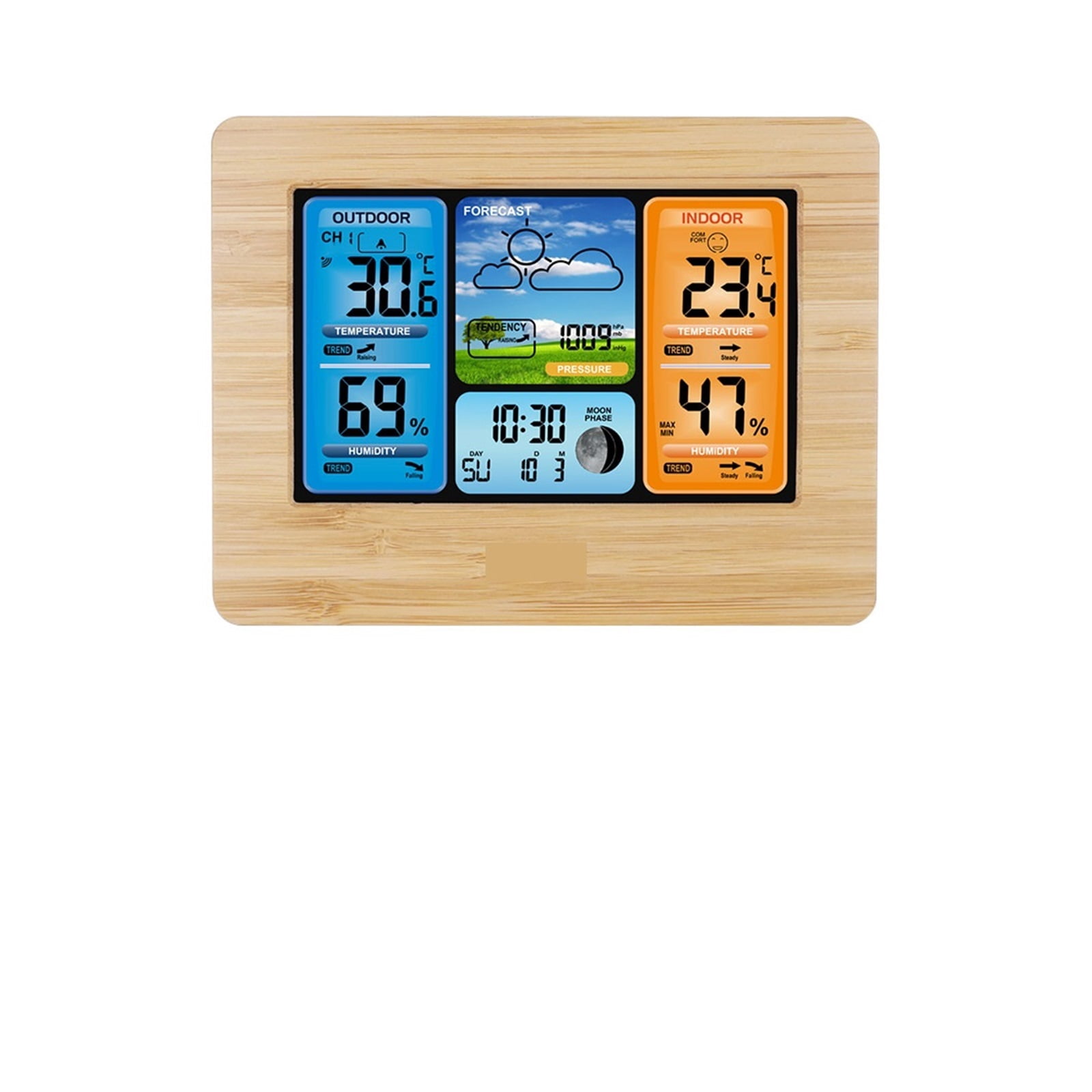 Weather Station Thermometer Hygrometer Barometer Alarm Clock Weather Forecast Wireless Sensor - WOOD