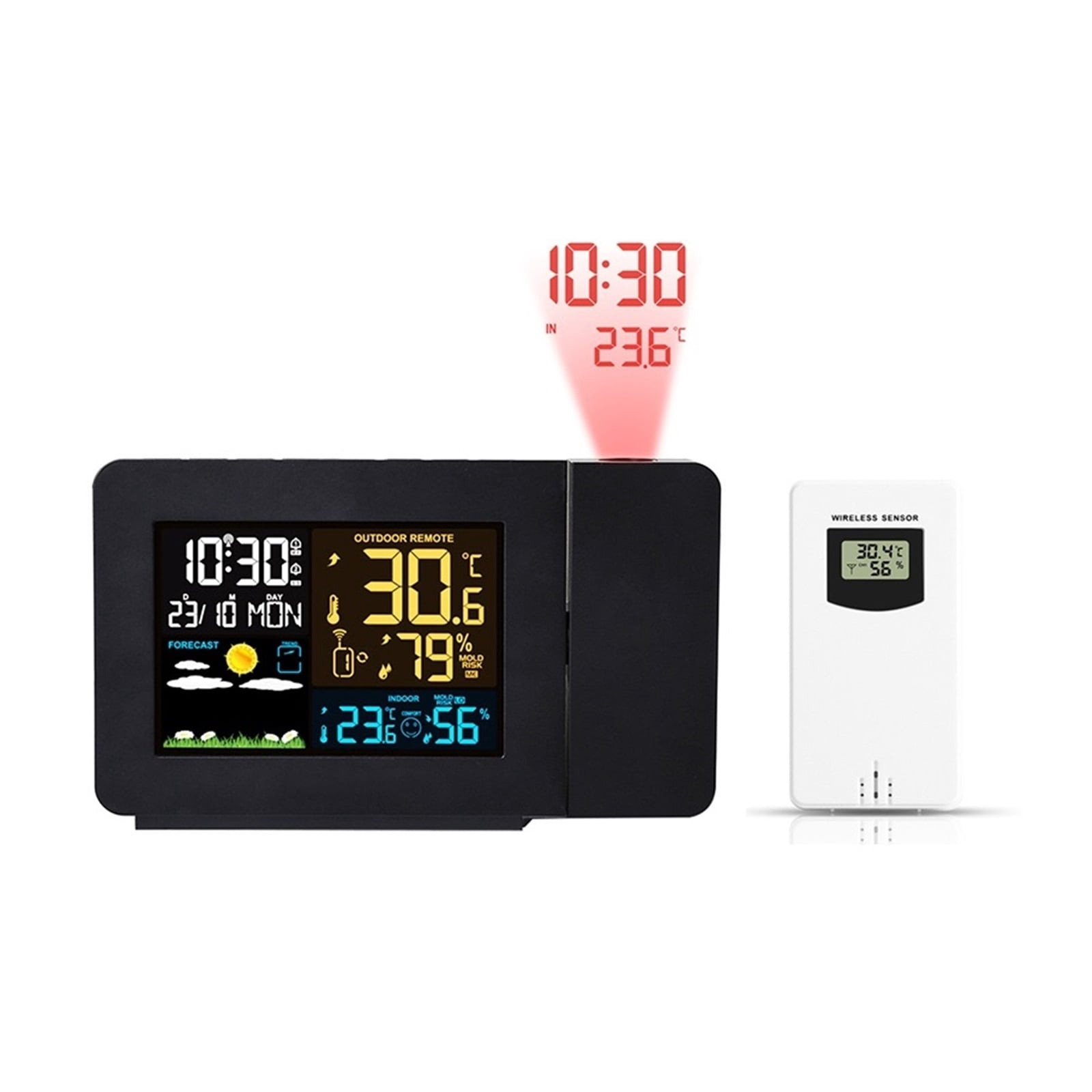 Weather Station Thermometer Wireless Sensor Indoor Outdoor Meter Digital Alarm Clock