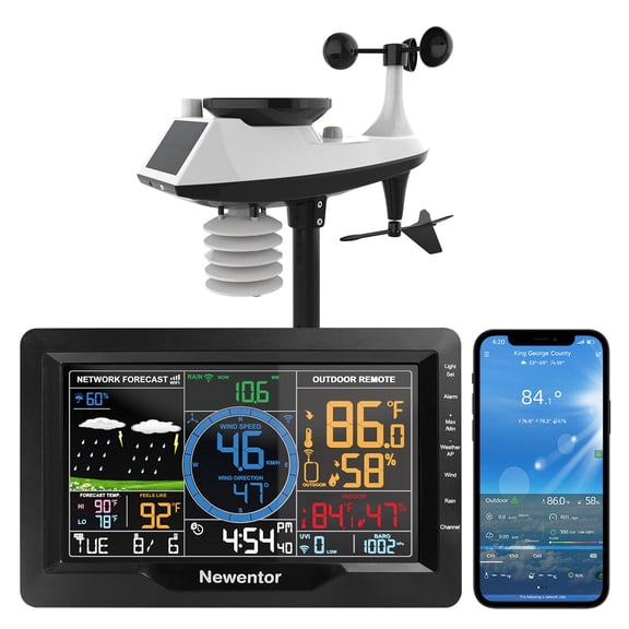 Weather Station Wind Speed Direction App History Multiple Languages Temperarture Barometic Rain Guage Clock Alert ,Easy to Install