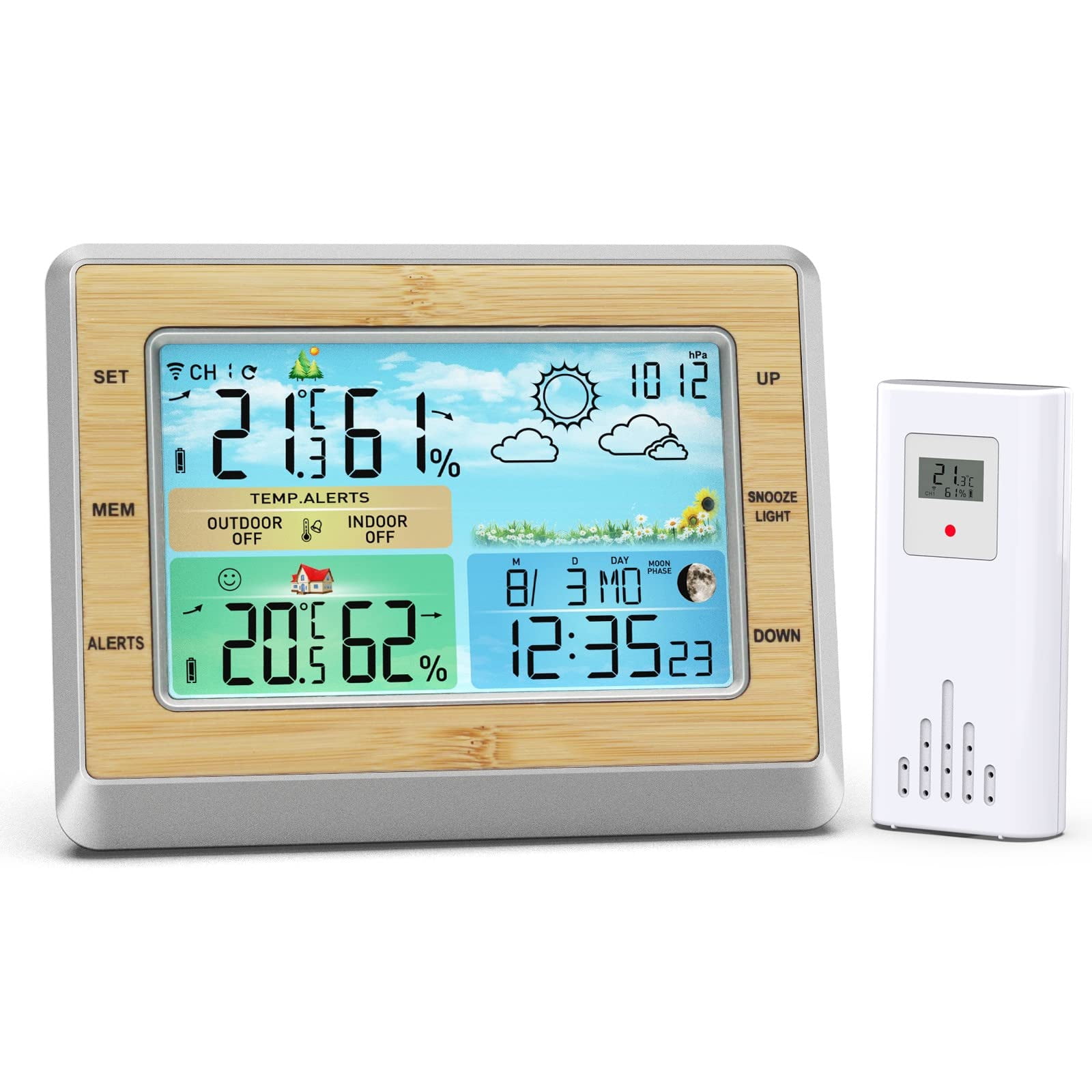 Weather Station Wireless Indoor Outdoor Thermometer, 6" Display