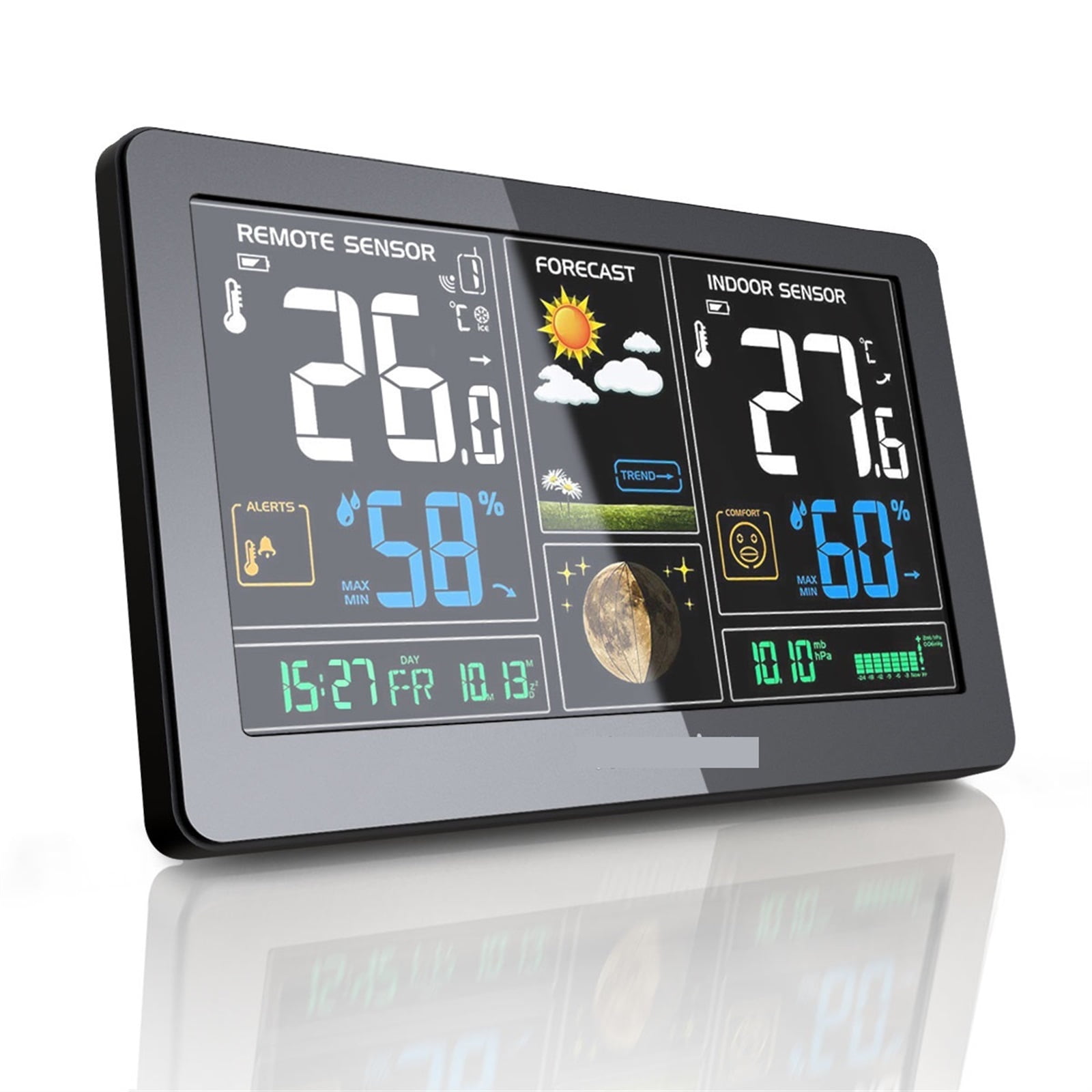Weather Station Wireless Indoor Outdoor Thermometer, 7.5inch Display Atomic Clock with Weather Forecast and Barometer ,High Precision