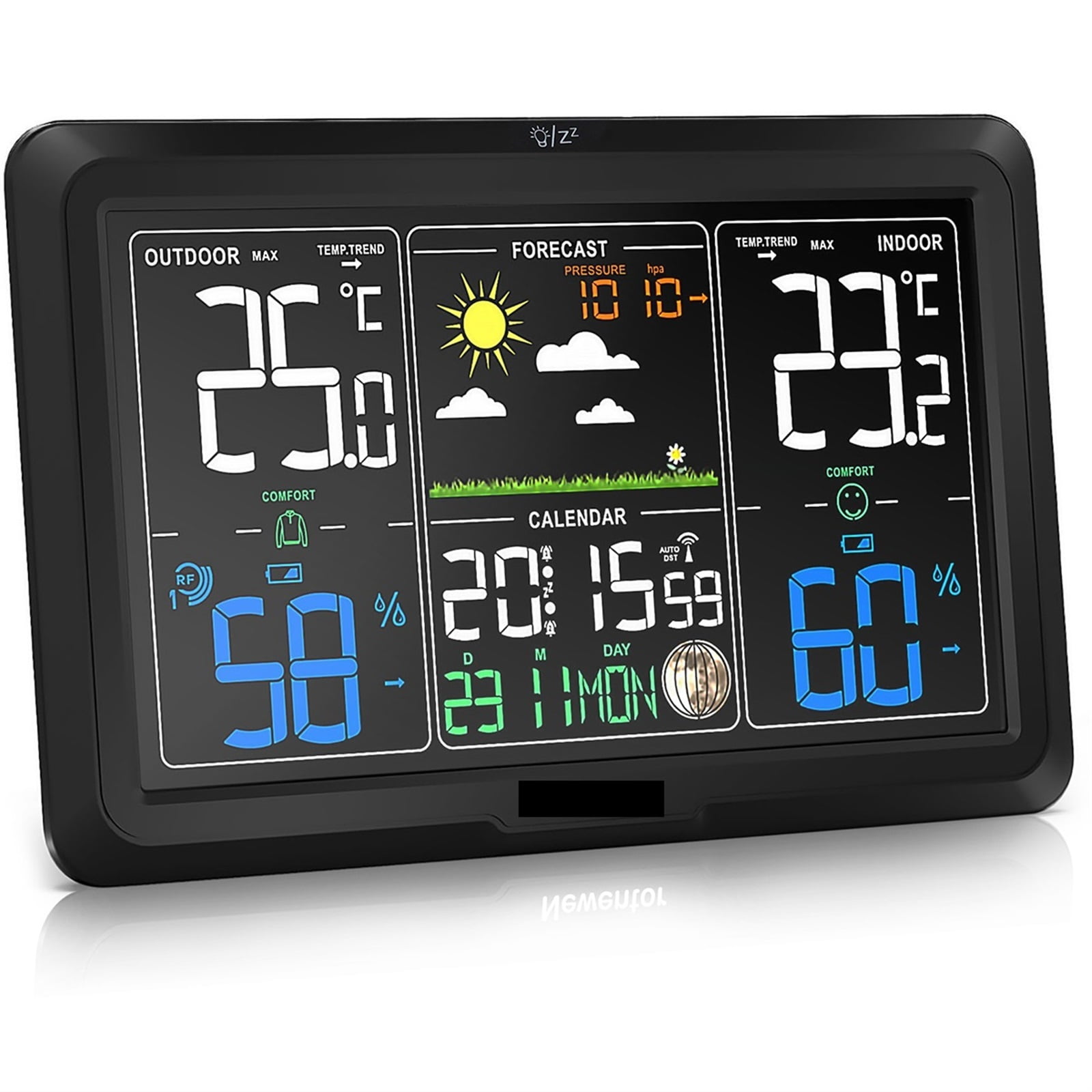 Weather Station Wireless Indoor Outdoor Thermometer, 7.5inch Display Atomic Clock with Weather Forecast and Barometer ,High Precision