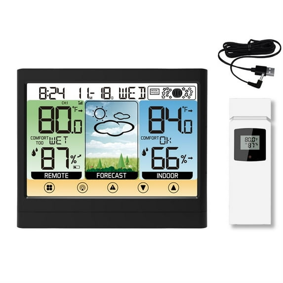 Weather Station Wireless Indoor Outdoor Thermometer, Color Display Weather With Barometer, Calendar, Adjustable Backlight ,Excellent Visual Experience