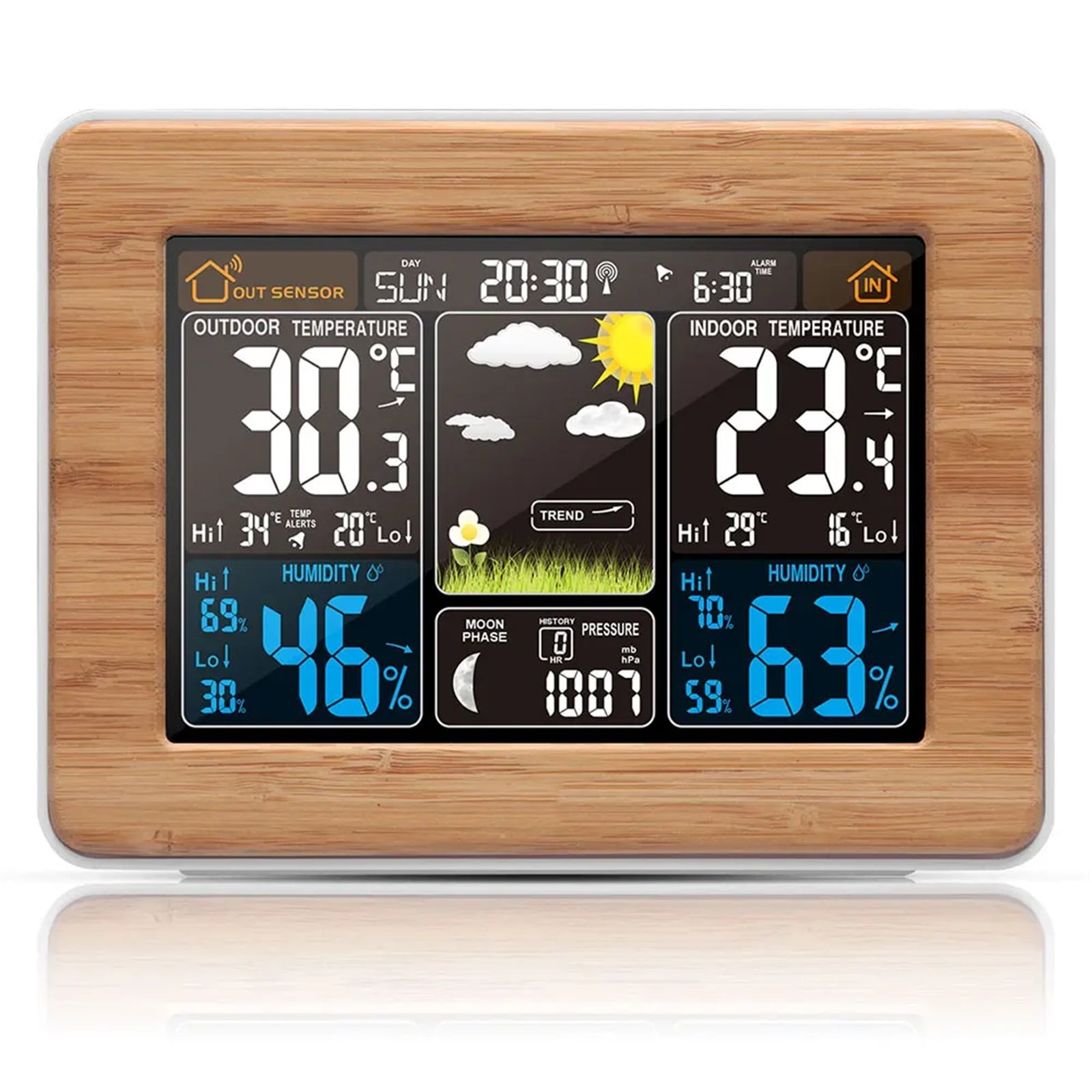 Weather Station Wireless Indoor Outdoor Thermometer, Color Display Weather With Barometer, Calendar, Adjustable Backlight ,High Precision