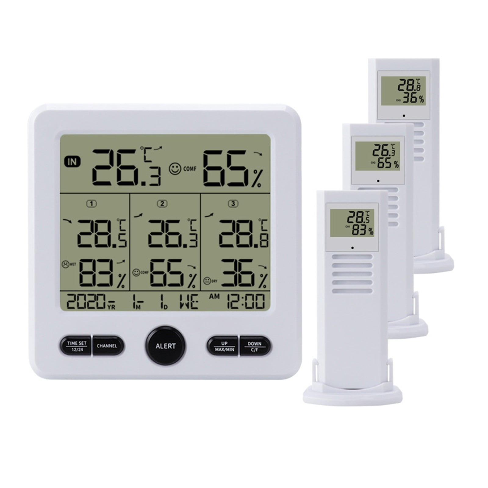 Weather Station Wireless Indoor Outdoor Thermometer Digital Temperature Hygrometer with 3pcs Remote ,Weather Forecast