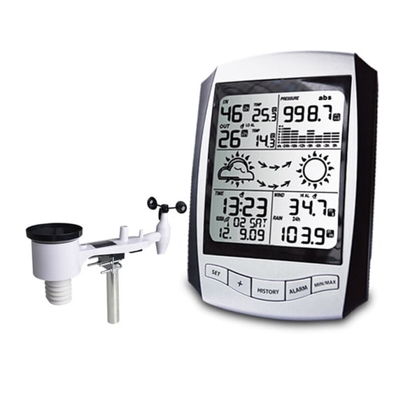 Weather Station With Anemometer, Rain Gauge, Small Home Weather Forecast Machine ,Easy to Operate