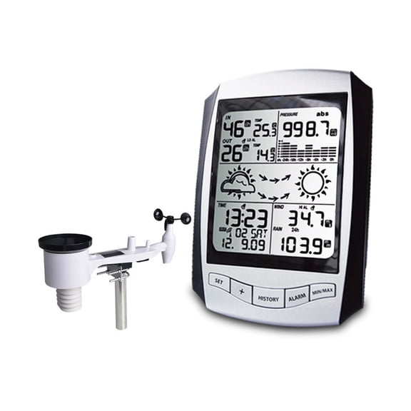 Weather Station With Anemometer, Rain Gauge, Small Home Weather Forecast Machine ,Easy to Operate