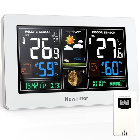 Weather Station for Home with 1 Outdoor Sensor, White