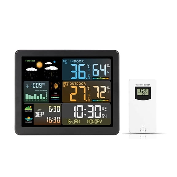 Weather Station for Indoor Outdoor Digital Clock Thermometer Temperature Humidity Monitor with Weather Forecast with 1 Sensor ,High Precision