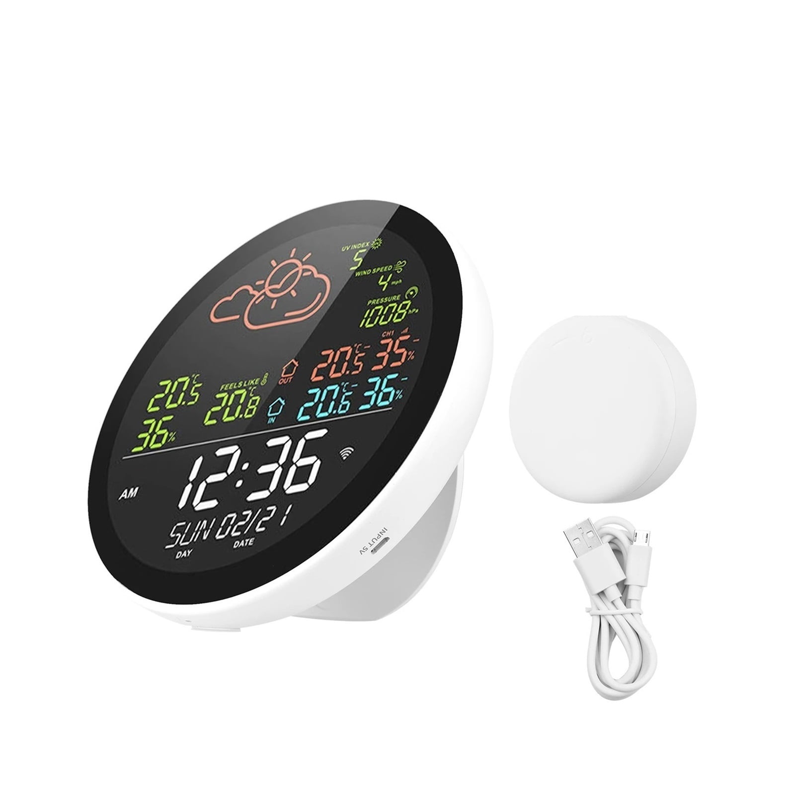 Weather Station with Clock Temperature & Humidity Meter Large Weather Clock Temp Humidity Gauge - WITH 1 SENSOR