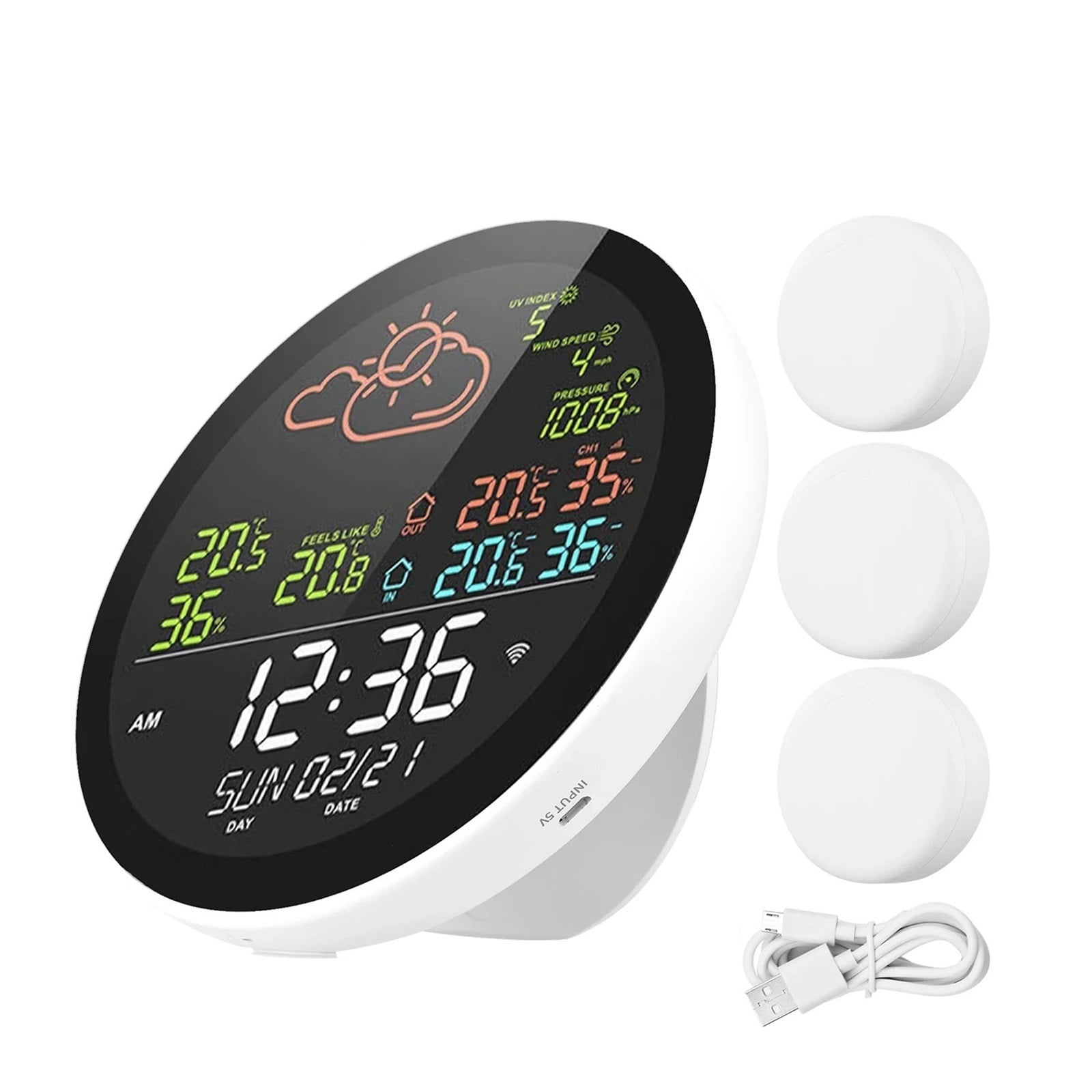 Weather Station with Clock Temperature & Humidity Meter Large Weather Clock Temp Humidity Gauge ,Weather Forecast