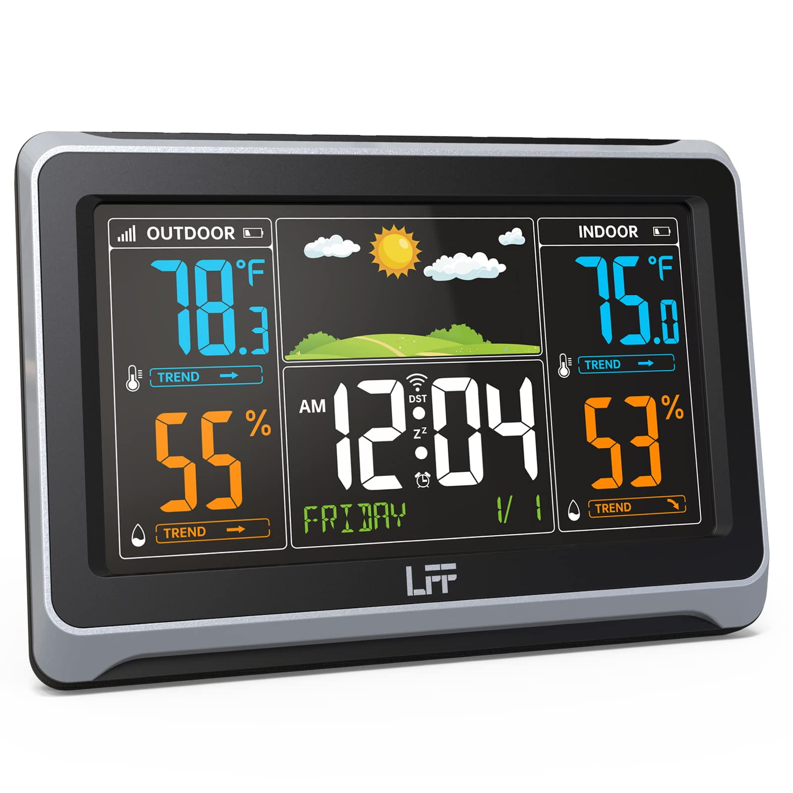 LFF Weather Stations Wireless Indoor Outdoor, Weather Station Indoor  Outdoor Thermometer Wireless, Color Display Digital Weather Thermometer  with