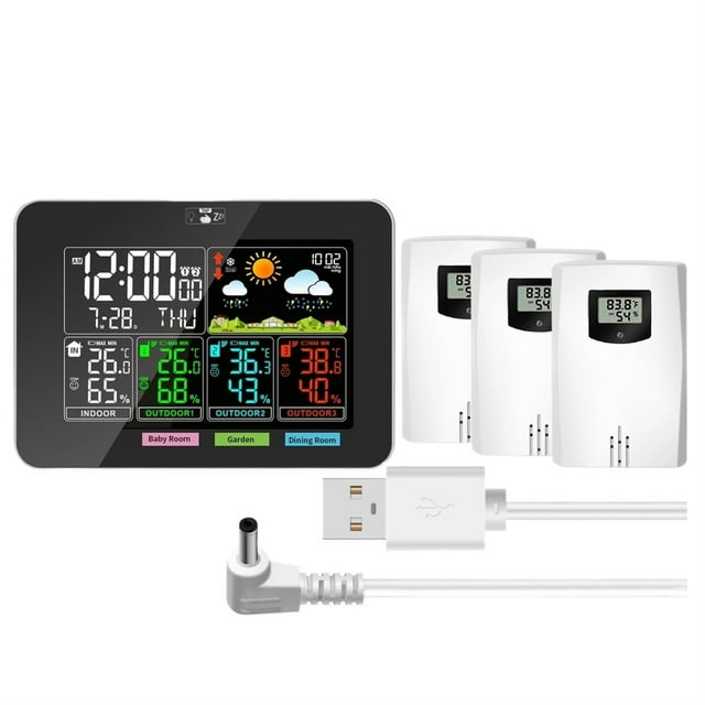 Weather Stations Wireless Indoor Outdoor Temperature Humidity VA Color Display Weather Forecast