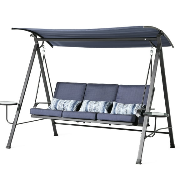 Weather- Steel Swing Porch With Removable Cushions Heavy-duty Garden Canopy And Seat