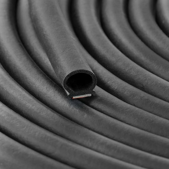 Weather Striping Door Seal D Shape Rubber Edge Trim Self-adhesive Protect Trim Black 18FT