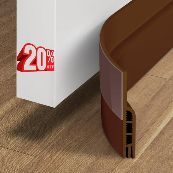 Weather Stripping 39 inch Door Draft Stopper Under Door Draft Blocker Doors Sweep Noise Stopper Strong Adhesive Draft Guard, Brown