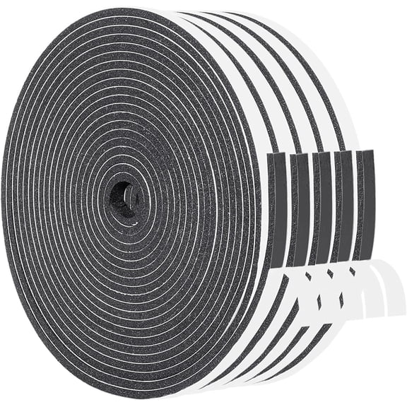 Weather Stripping Door Seal Strip 1/4" x1/8", 5 Rolls x 16.5ft Better Adhesive Foam Insulation Seal Tape for Door Jamb Frame, Windows, Total 83ft
