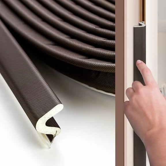 Weather Stripping Door Seal Strip 40FT Soundproofing V-Shape Door Sealers for Large Gap, Brown