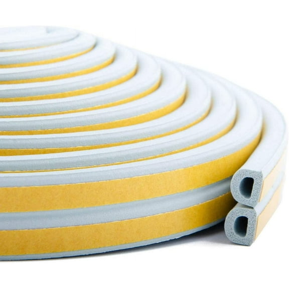 Weather Stripping Door Seal Strip,High Density Foam Tape,Doors and Windows Insulation Soundproofing Weatherproof,Self Adhesive Rubber Weatherstrip Door Seal Strip (9mm X 6mm X 19.6ft)